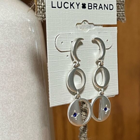 Lucky Brand Silver and Blue Dangle Earrings - Picture 3 of 6